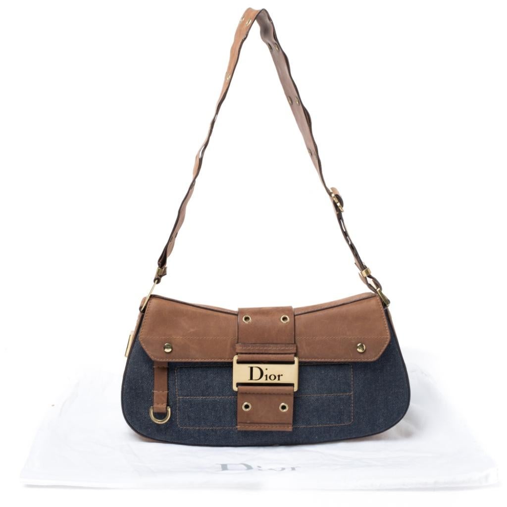 Dior Blue/Brown Denim and Leather Street Chic Shoulder Bag 5
