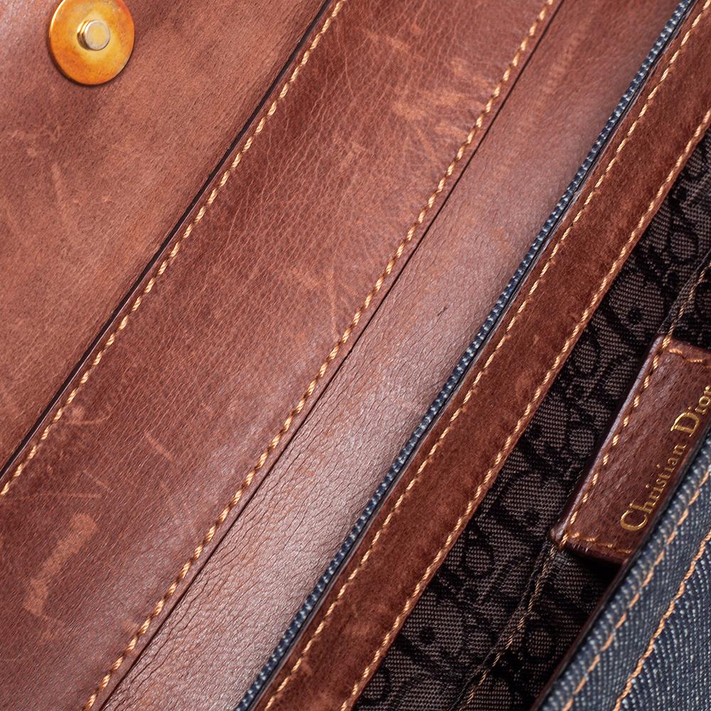 Dior Blue/Brown Denim And Leather Street Chic Shoulder Bag 7