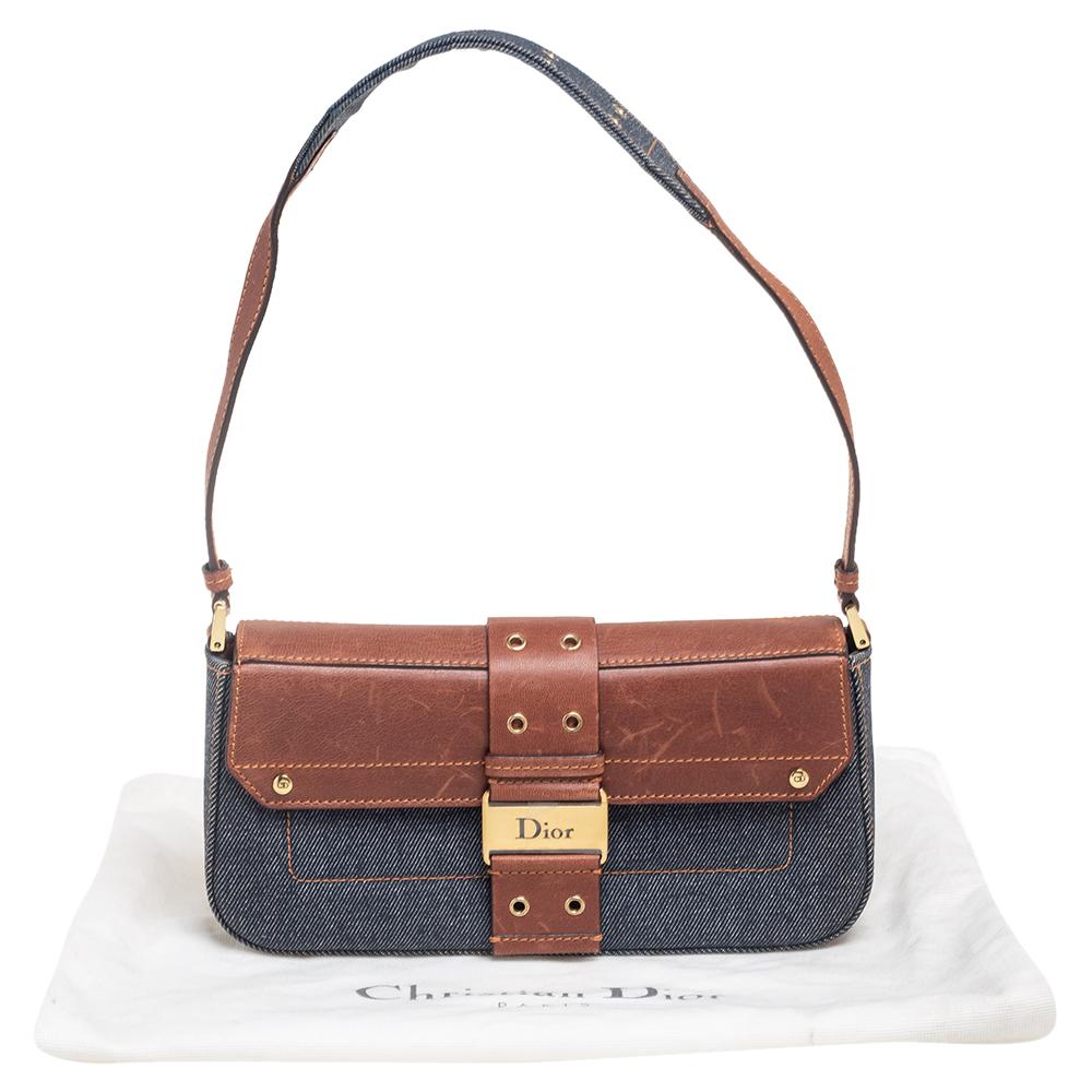 Dior Blue/Brown Denim And Leather Street Chic Shoulder Bag 9