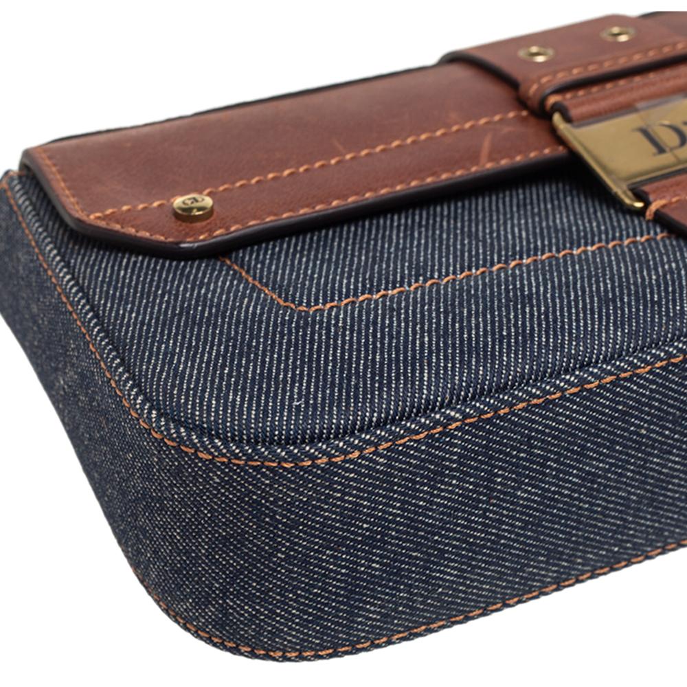 Dior Blue/Brown Denim And Leather Street Chic Shoulder Bag 1