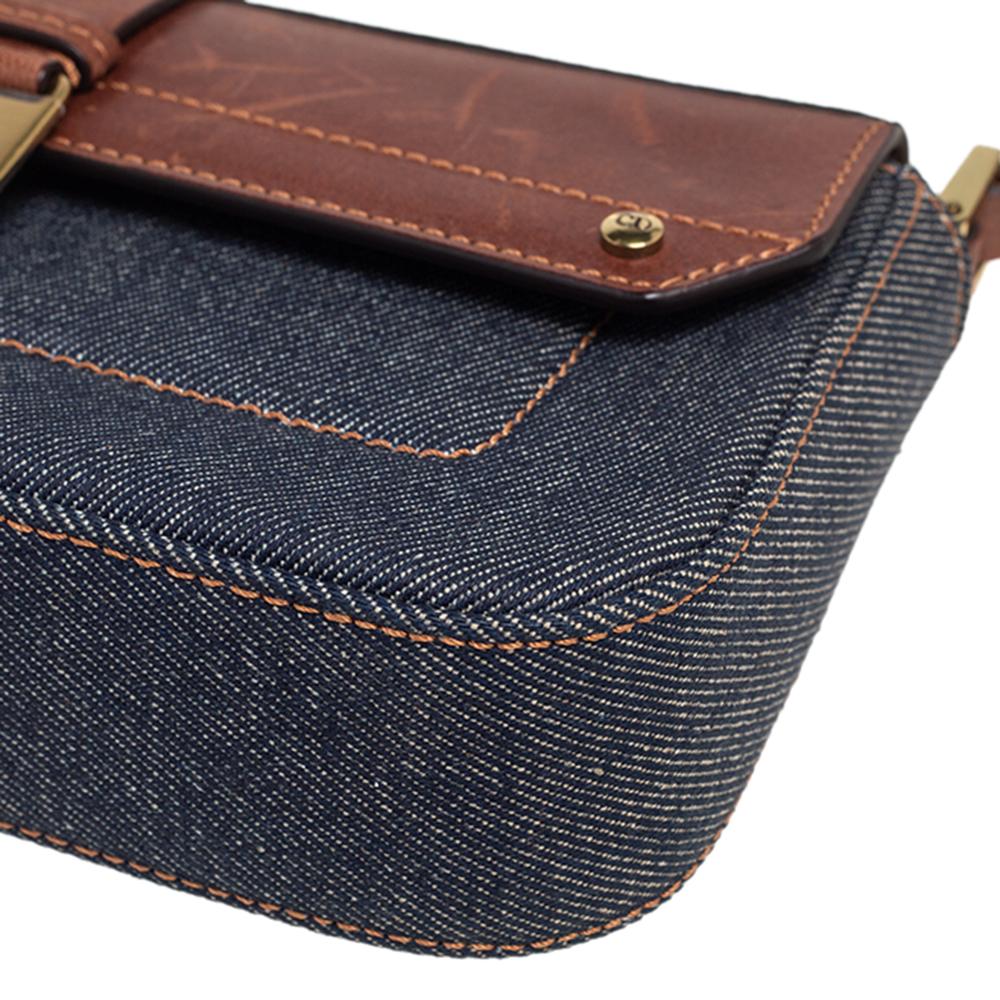 Dior Blue/Brown Denim And Leather Street Chic Shoulder Bag 2