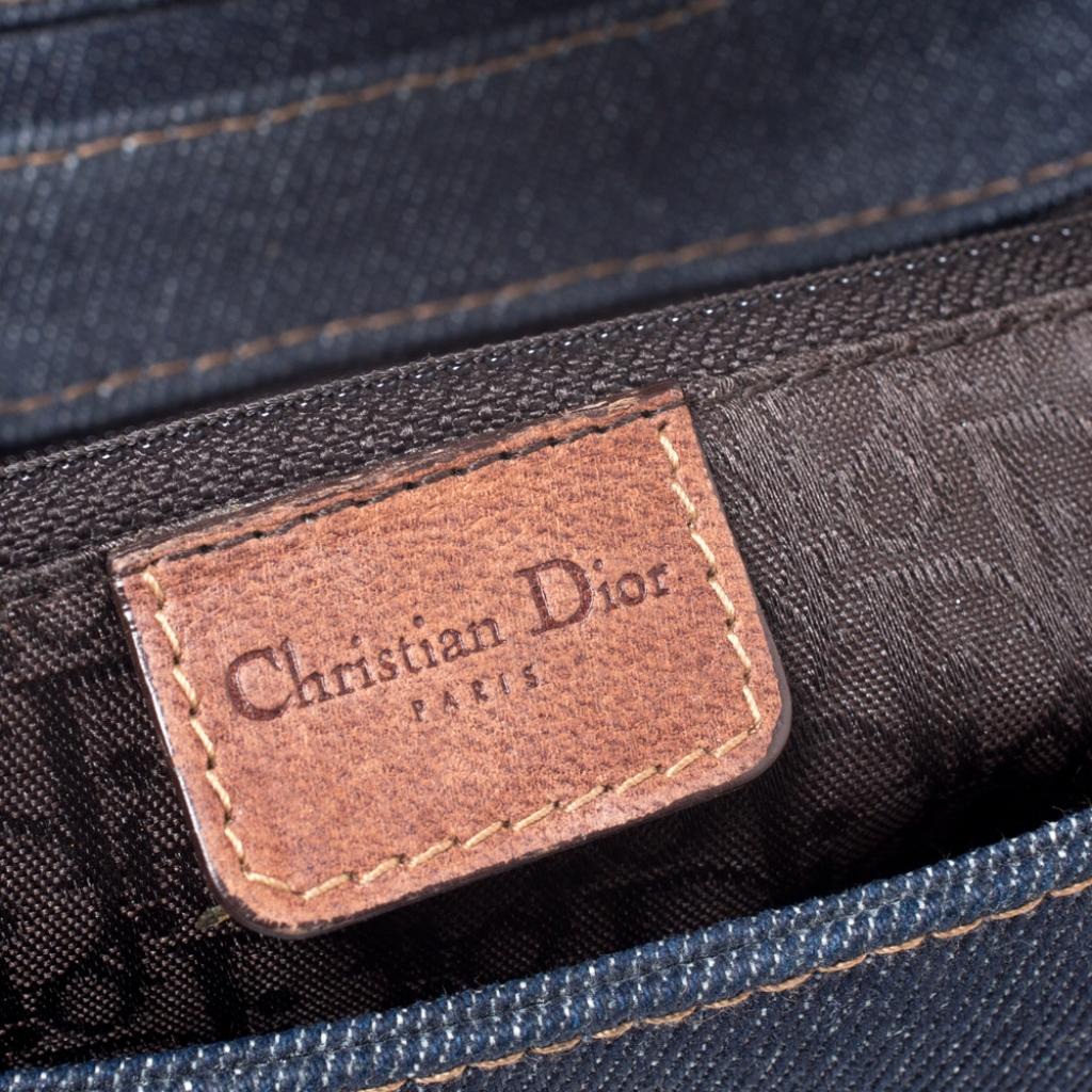 Dior Blue/Brown Denim and Leather Street Chic Shoulder Bag 2