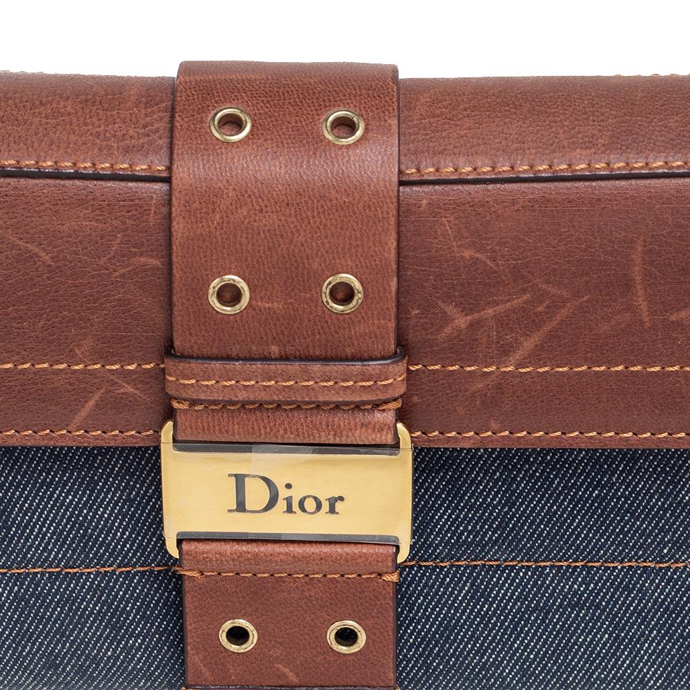 Dior Blue/Brown Denim And Leather Street Chic Shoulder Bag 4