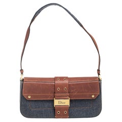Dior Blue/Brown Denim And Leather Street Chic Shoulder Bag