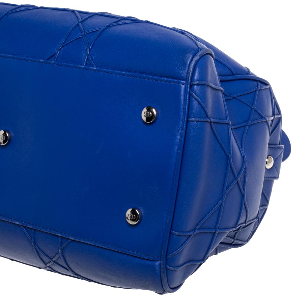 Dior Blue Cannage Leather Granville Polochon Satchel 6