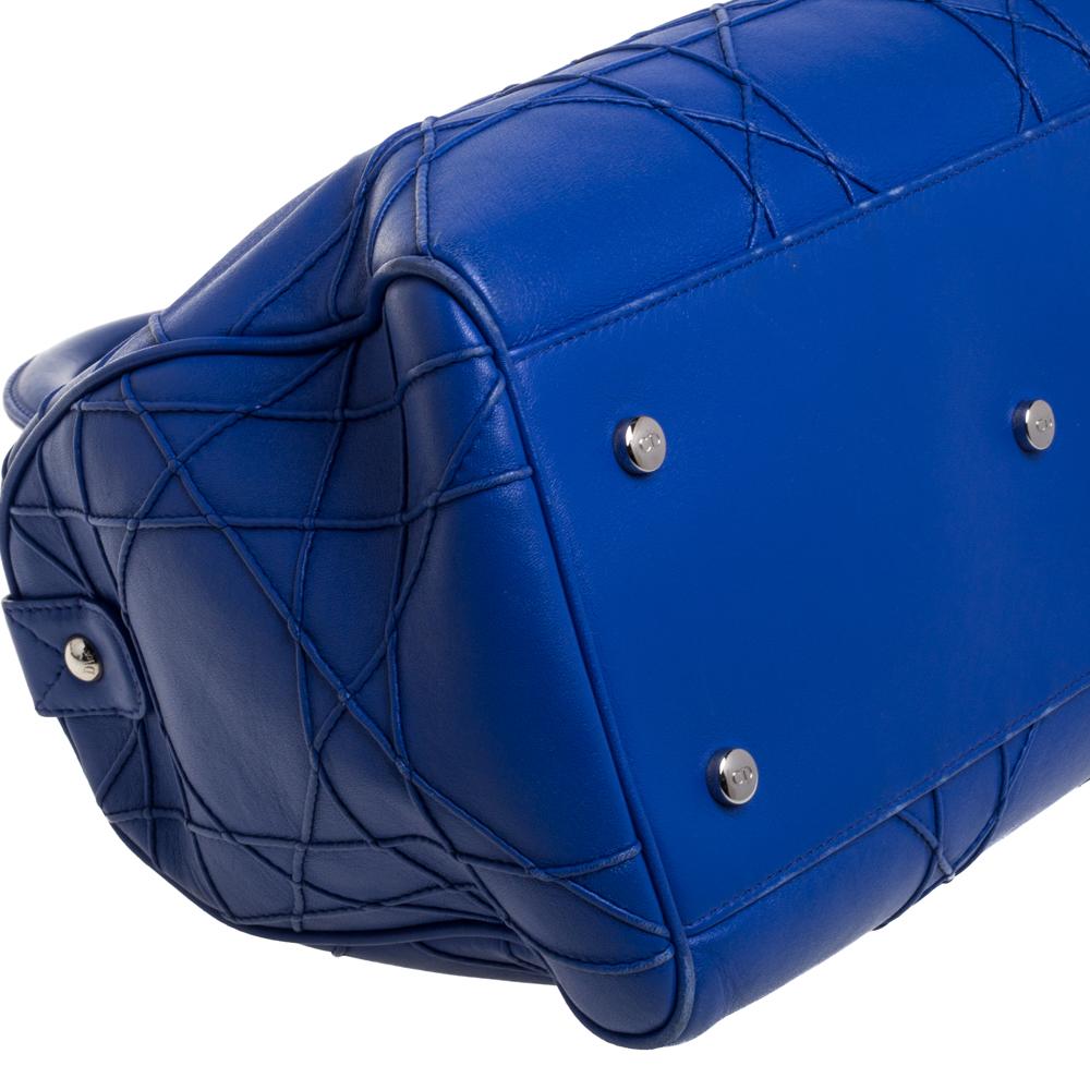 Dior Blue Cannage Leather Granville Polochon Satchel 7