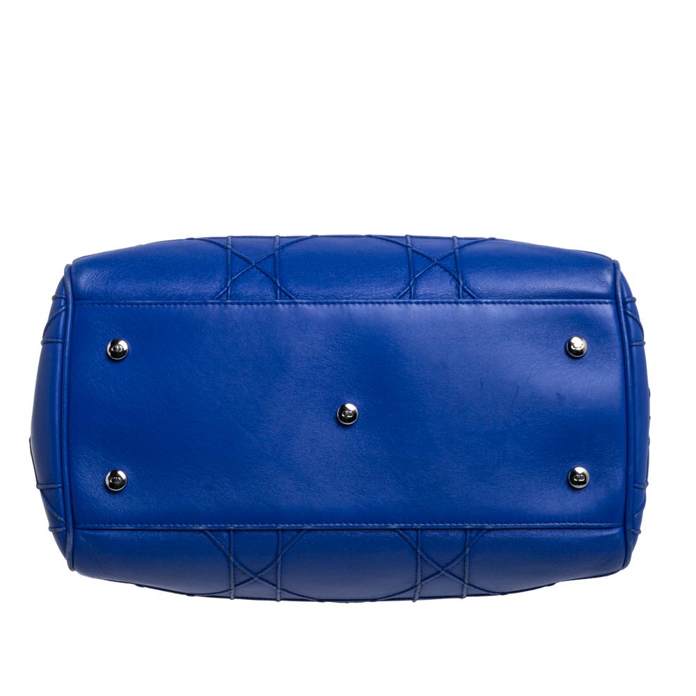 Dior Blue Cannage Leather Granville Polochon Satchel 1