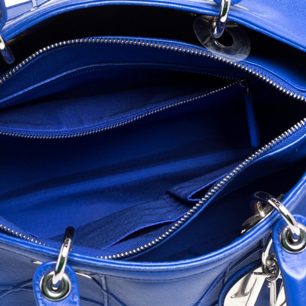 Dior Blue Cannage Leather Granville Polochon Satchel 4