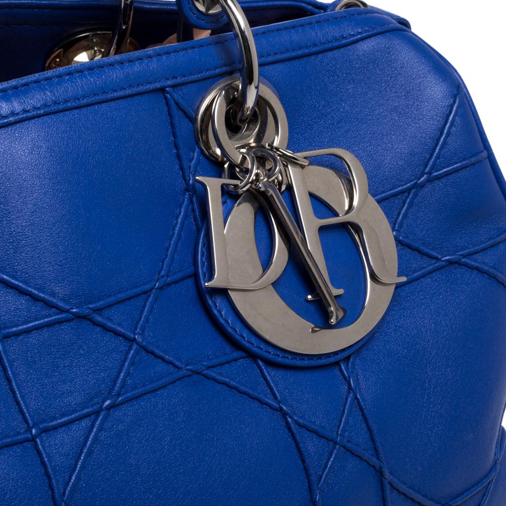 Dior Blue Cannage Leather Granville Polochon Satchel 5