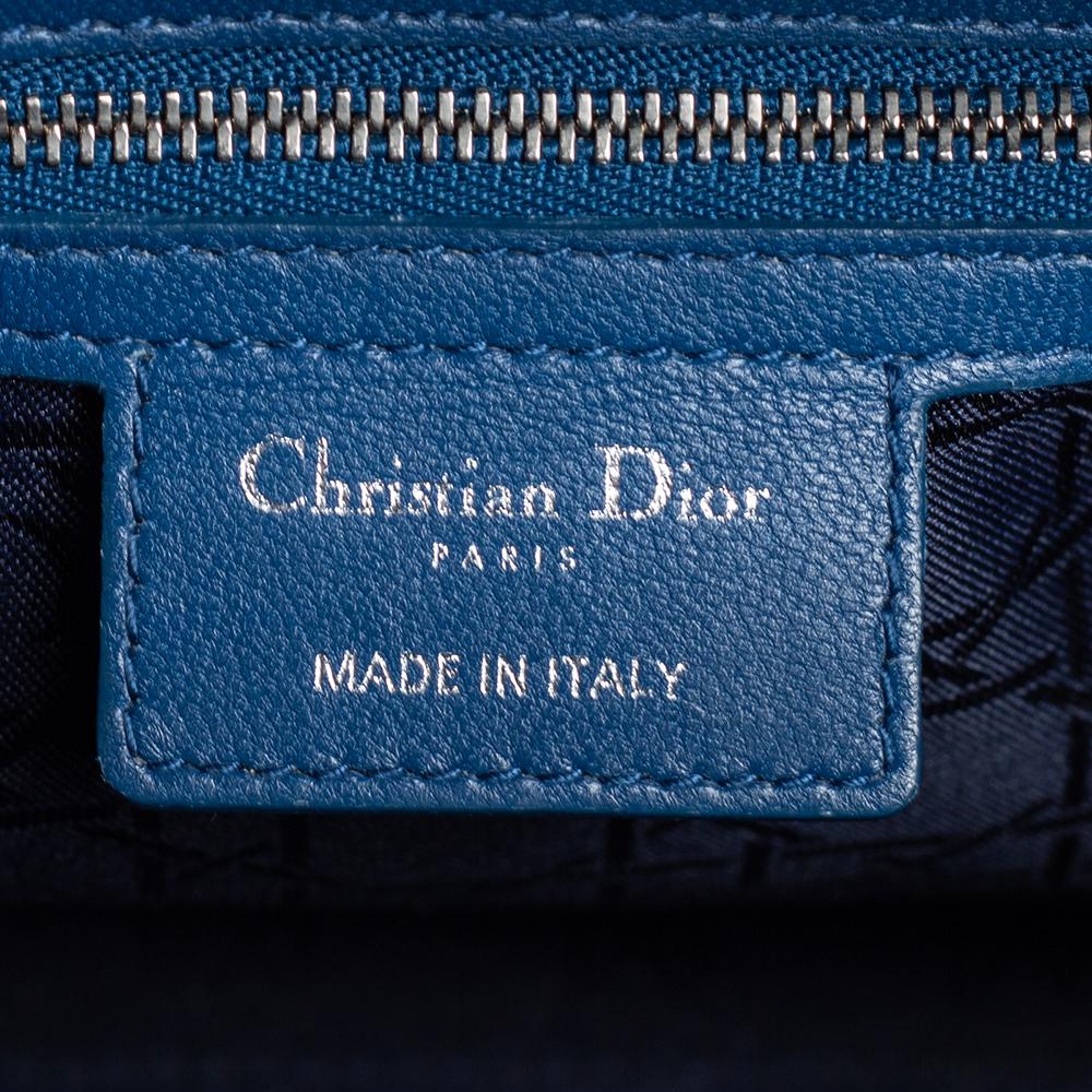 Dior Blaue große Lady Dior Tote aus Cannage-Leder 1