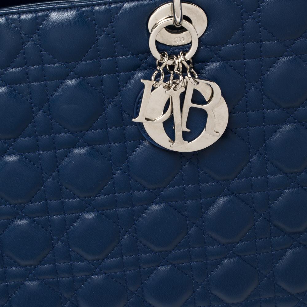 Dior Blue Cannage Leather Large Lady Dior Tote 2