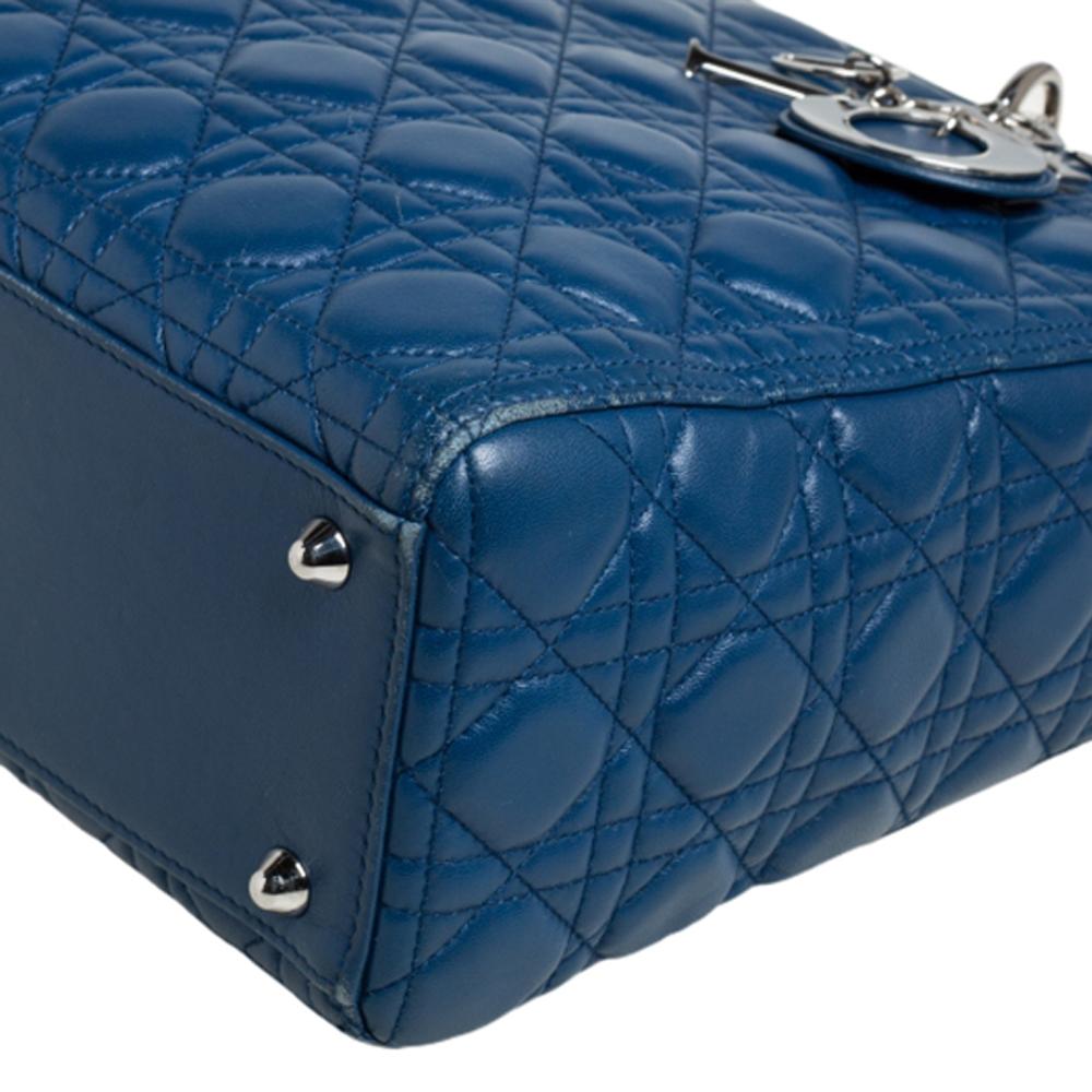Dior Blaue große Lady Dior Tote aus Cannage-Leder 3