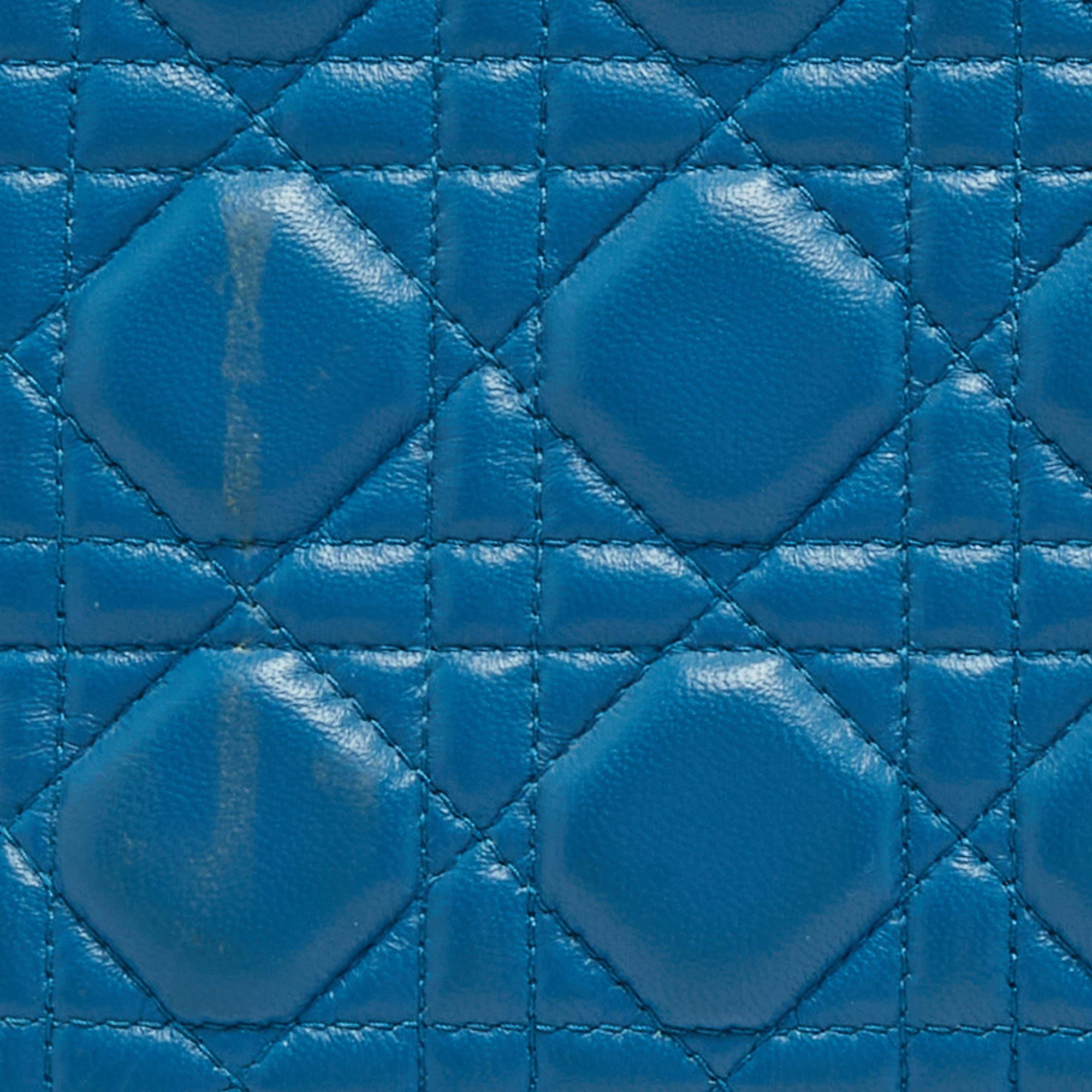 Dior Blue Cannage Leather Medium Lady Dior Tote 11