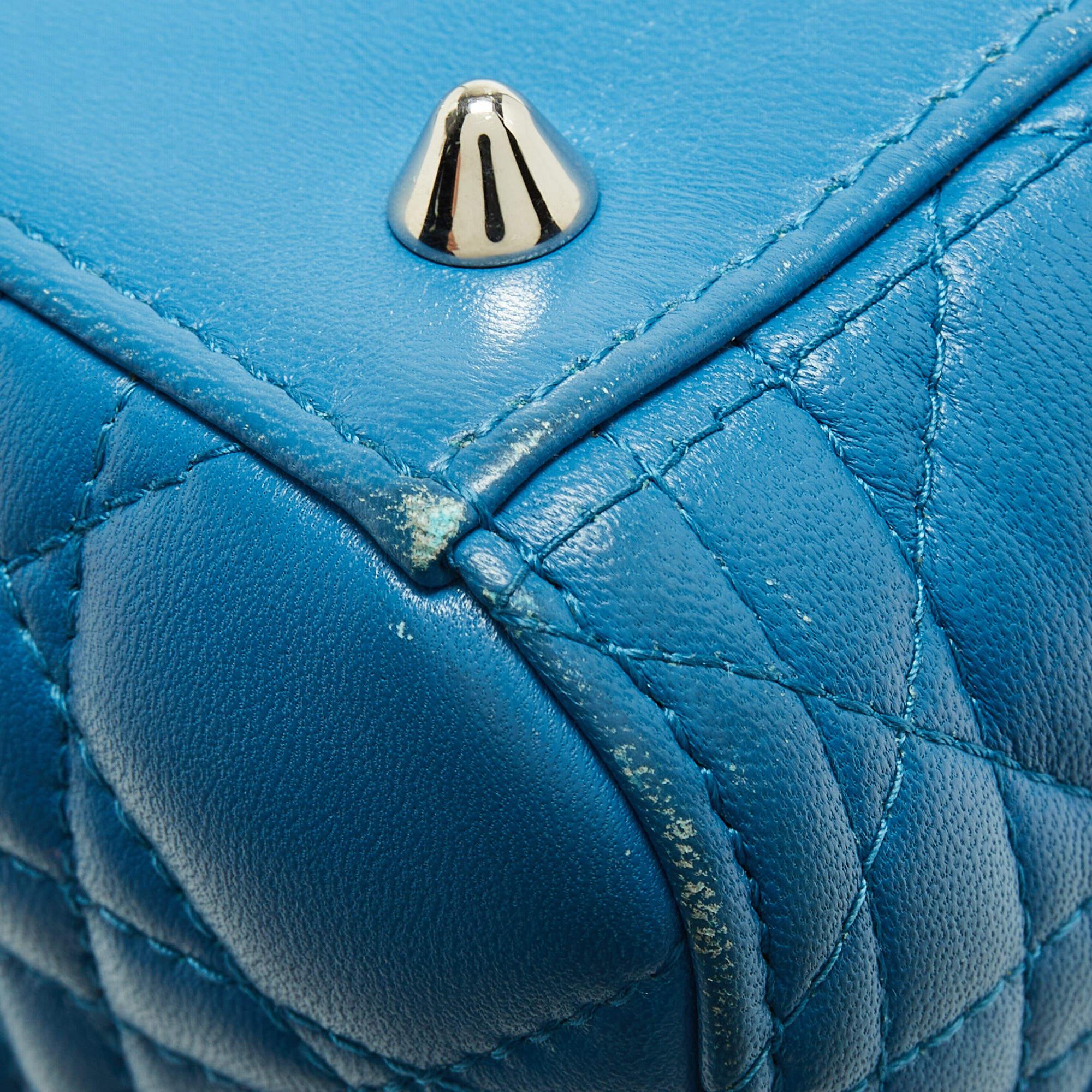 Dior Blue Cannage Leather Medium Lady Dior Tote 3