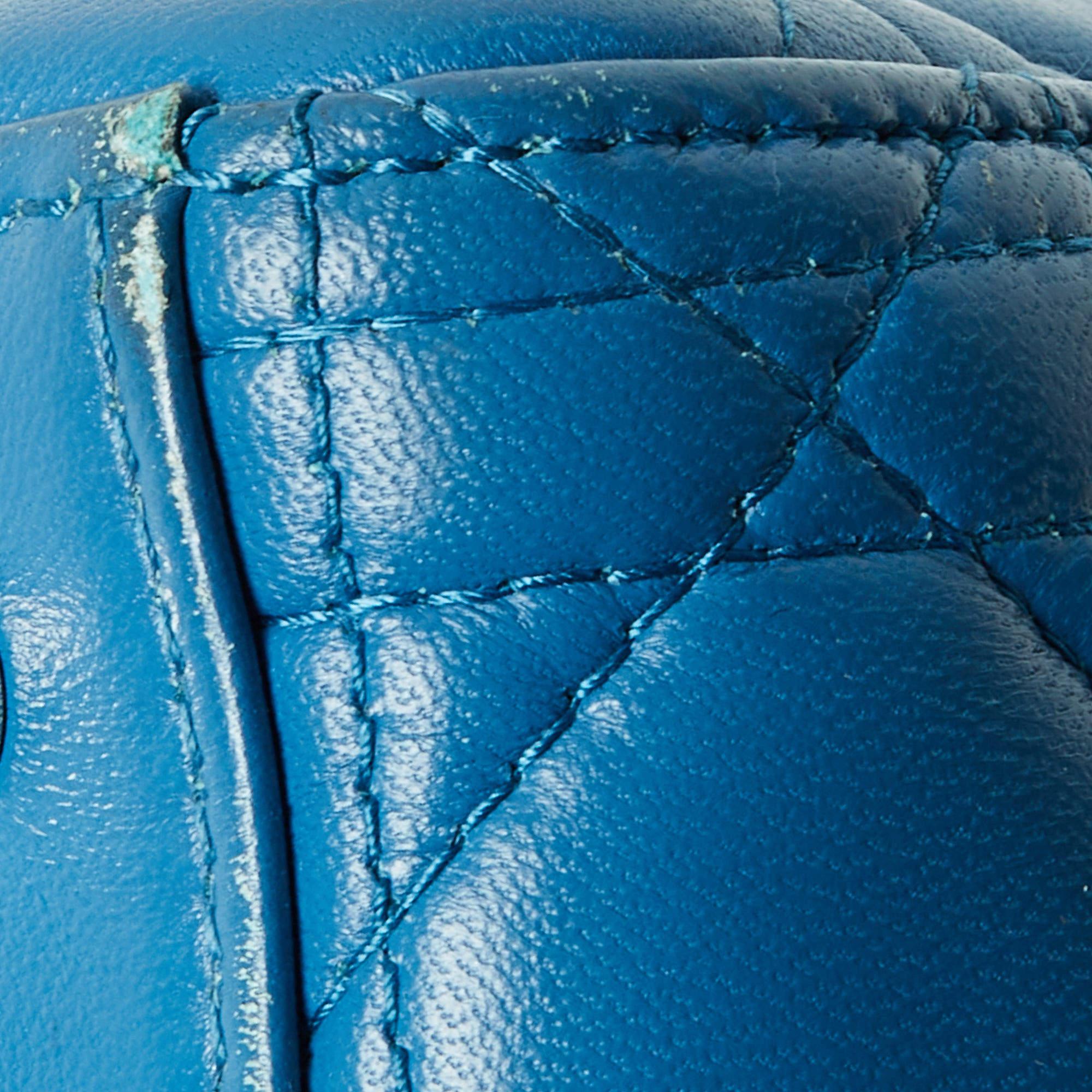 Dior Blue Cannage Leather Medium Lady Dior Tote 5