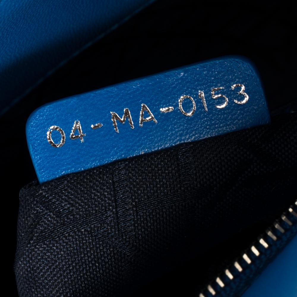 Dior Blue Cannage Leather Mini Lady Dior Tote In Good Condition In Dubai, Al Qouz 2
