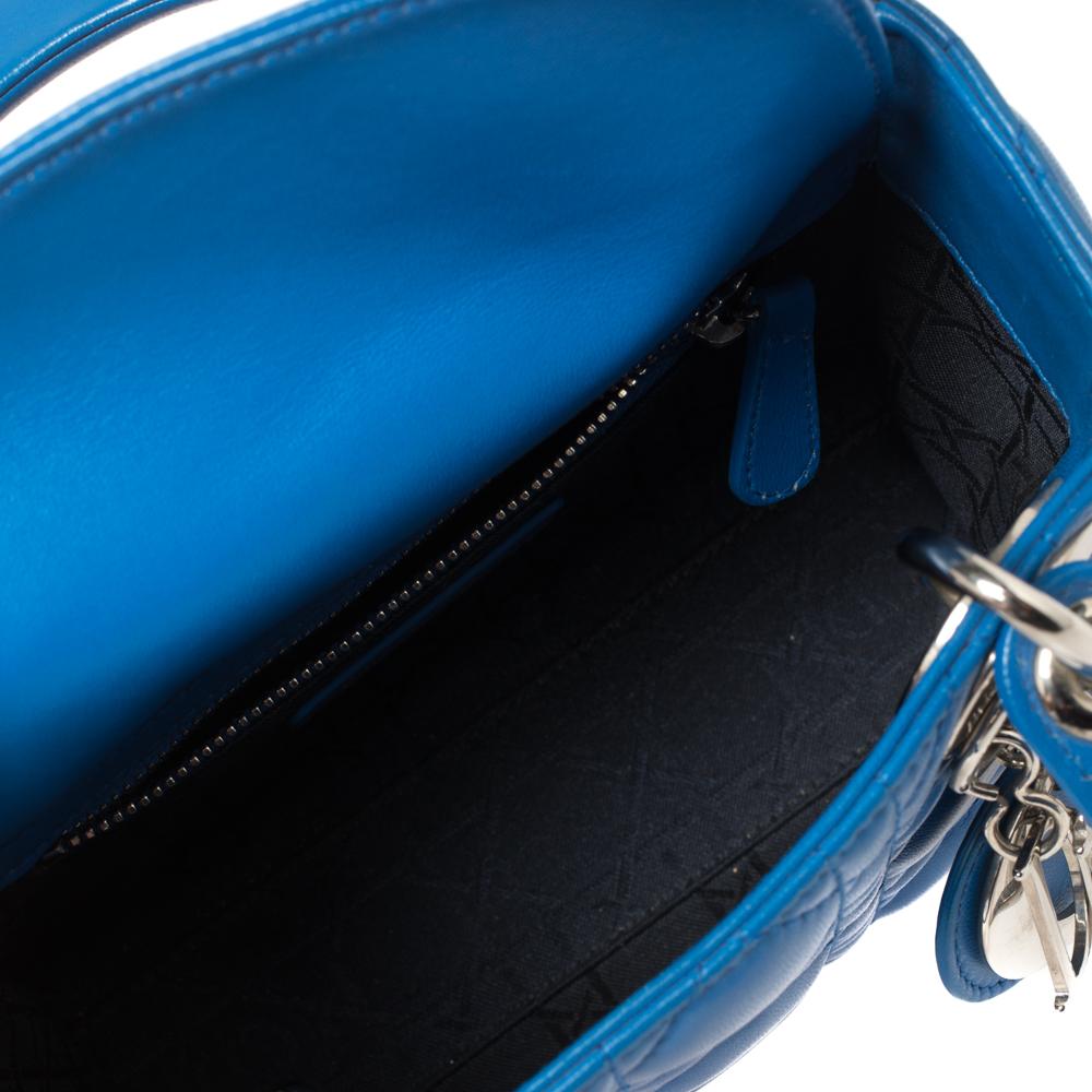 Dior Blue Cannage Leather Mini Lady Dior Tote 1