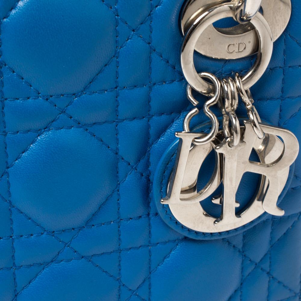Dior Blue Cannage Leather Mini Lady Dior Tote 2