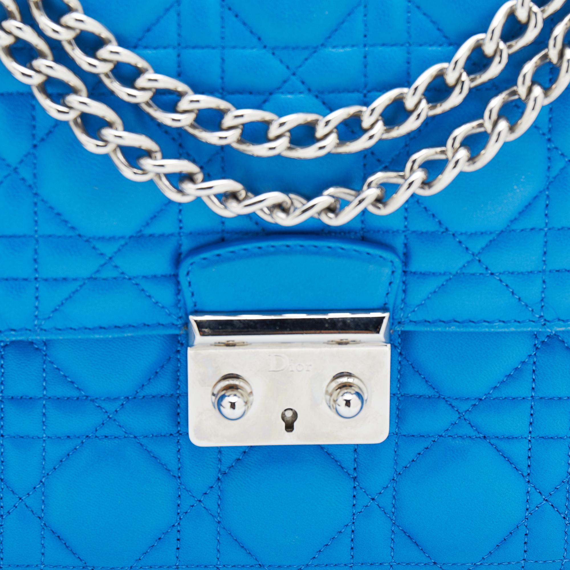 Dior Blue Cannage Leather Miss Dior Flap Bag 11
