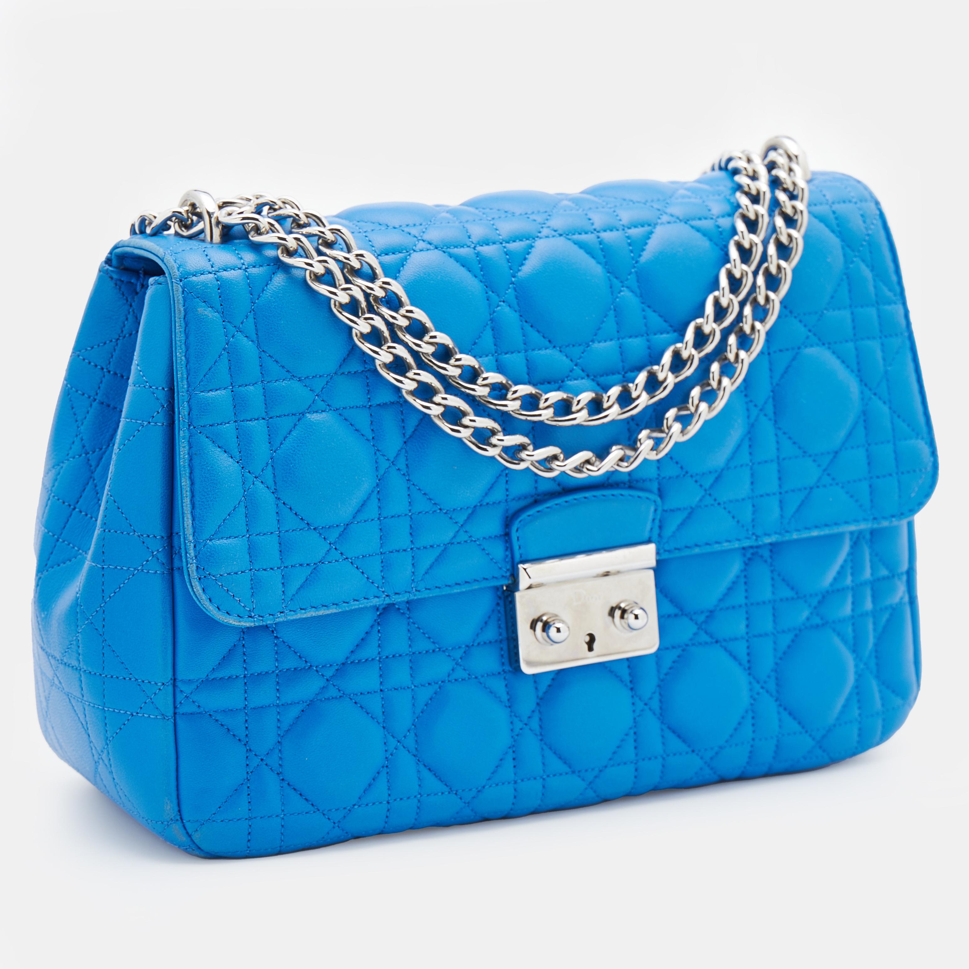 Dior Blue Cannage Leather Miss Dior Flap Bag 13