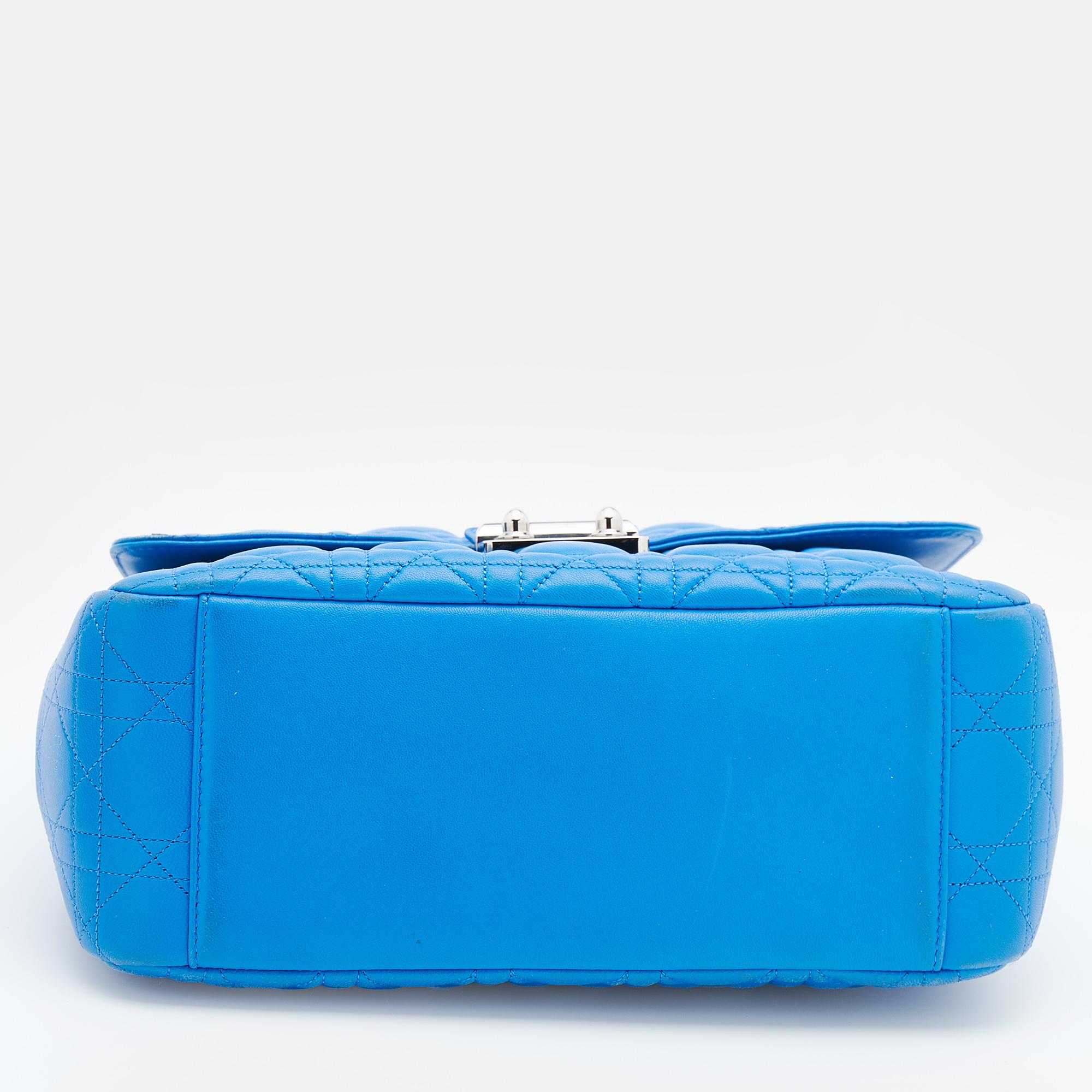 Dior Blue Cannage Leather Miss Dior Flap Bag 17