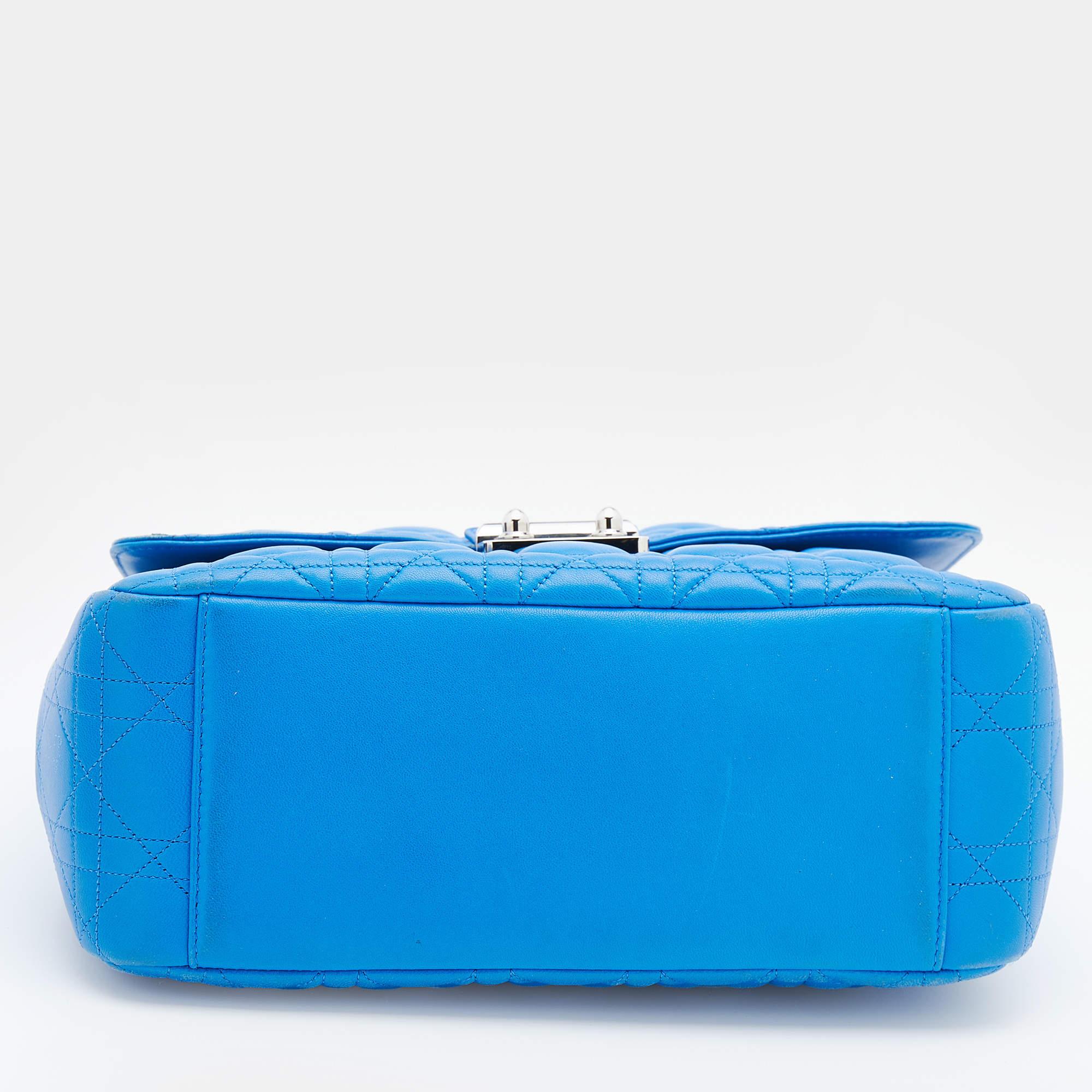 Women's Dior Blue Cannage Leather Miss Dior Flap Bag