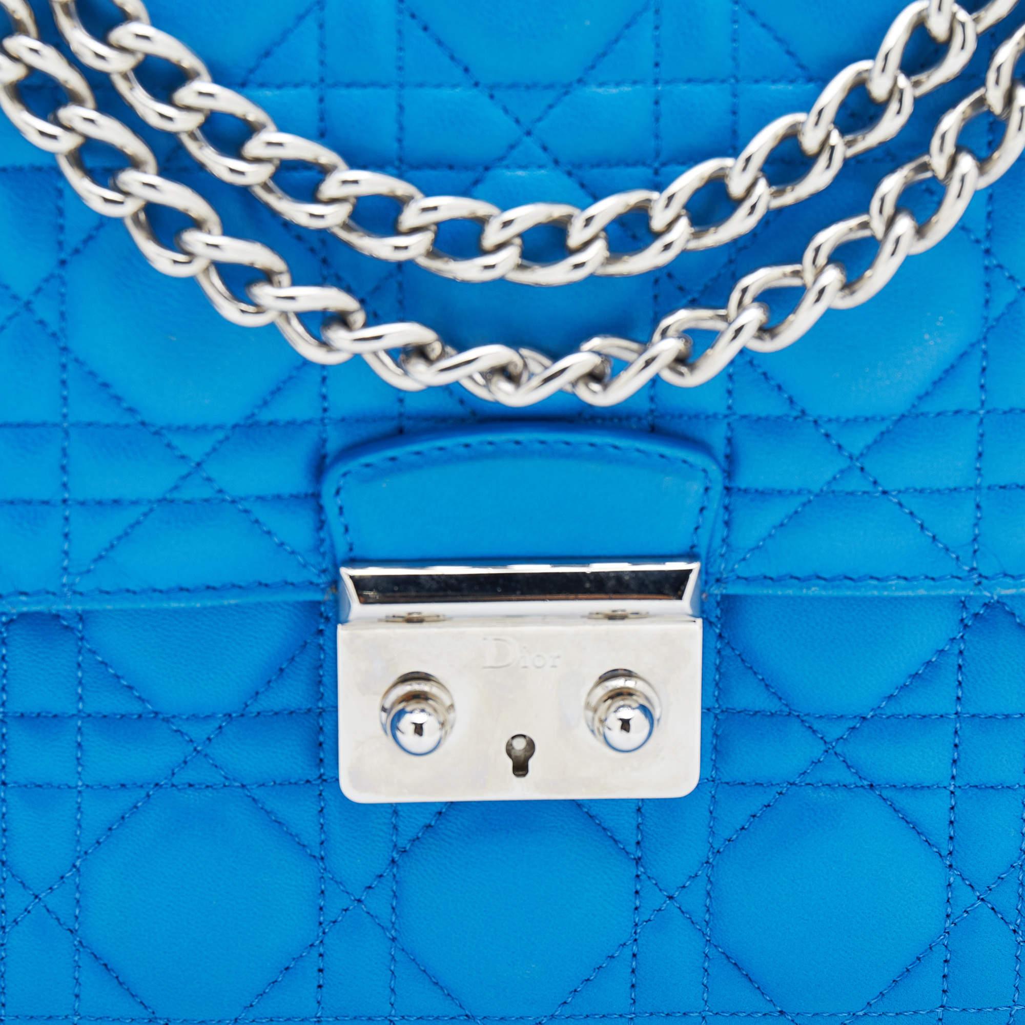 Dior Blue Cannage Leather Miss Dior Flap Bag 2