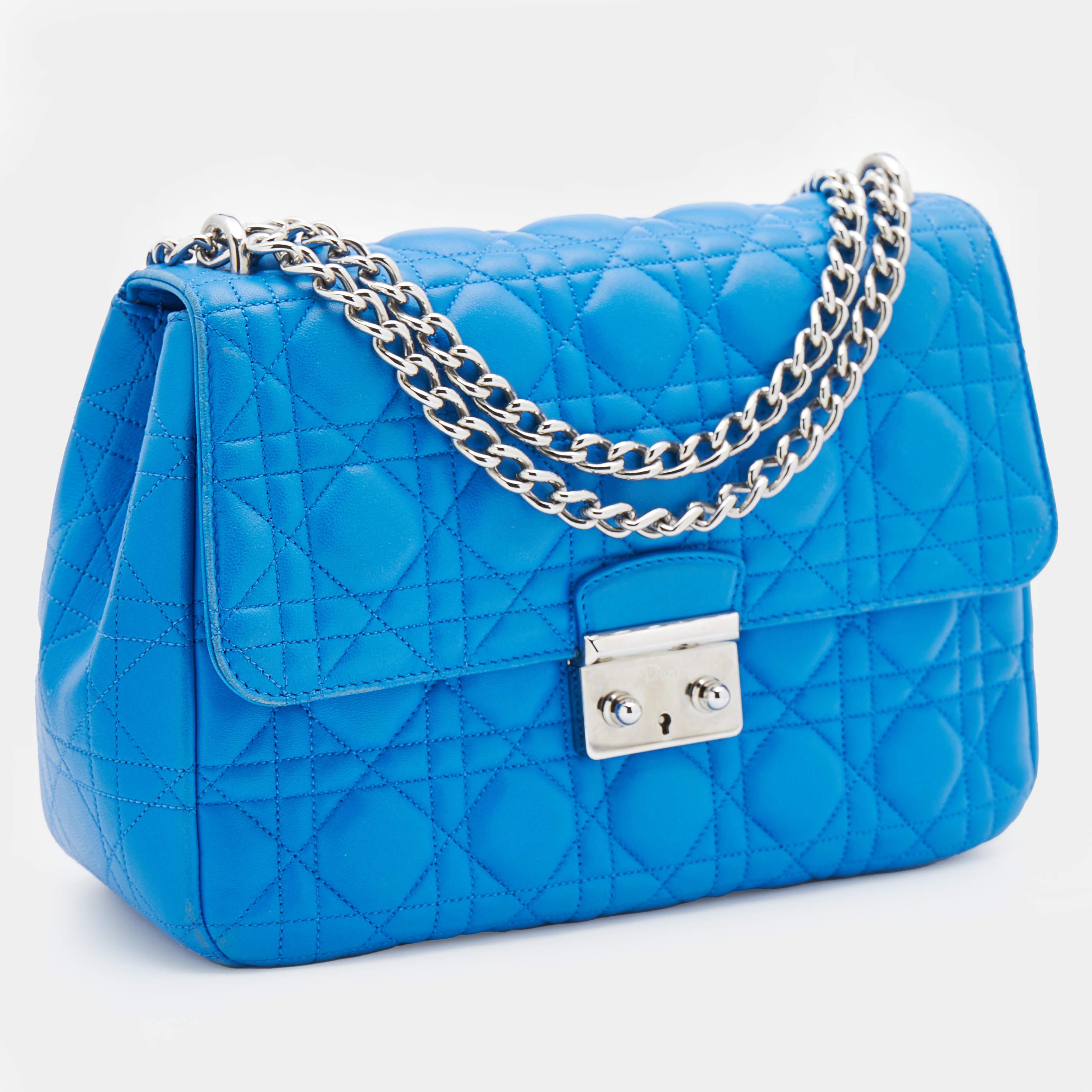 Dior Blue Cannage Leather Miss Dior Flap Bag 4
