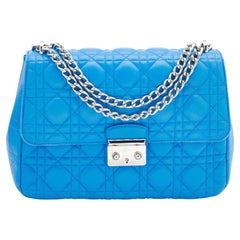 Dior Blaue Cannage-Ledertasche Miss Dior mit Klappe