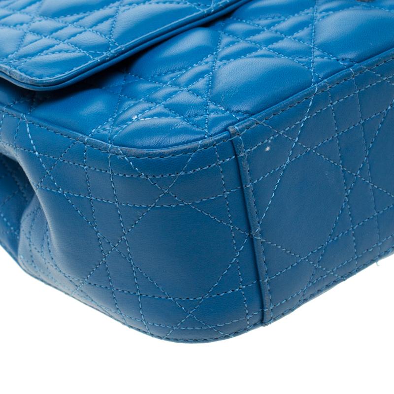 Dior Blue Cannage Leather Miss Dior Medium Flap Bag 6