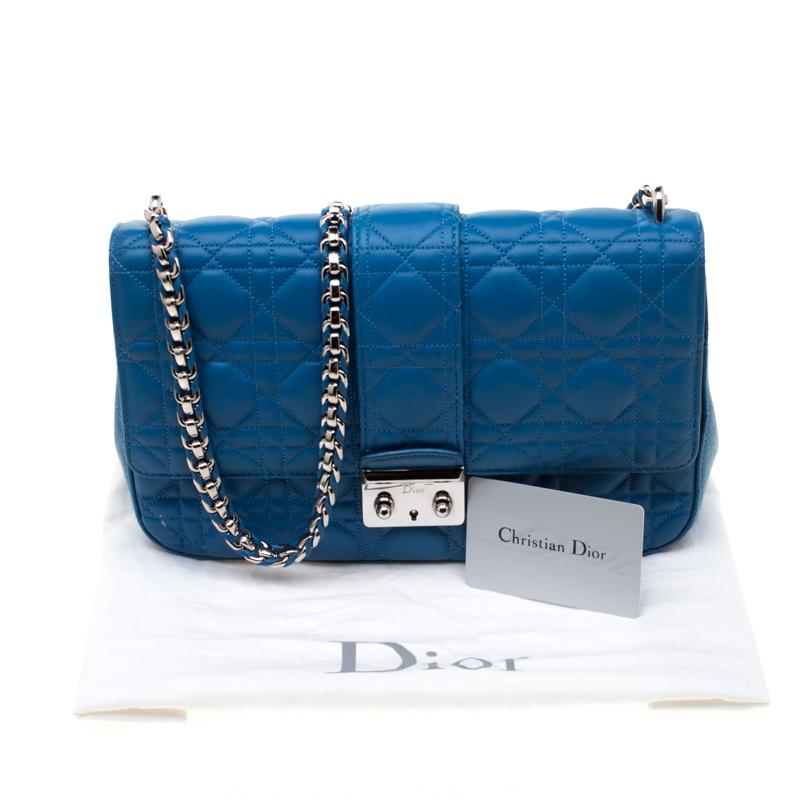 Dior Blue Cannage Leather Miss Dior Medium Flap Bag 7