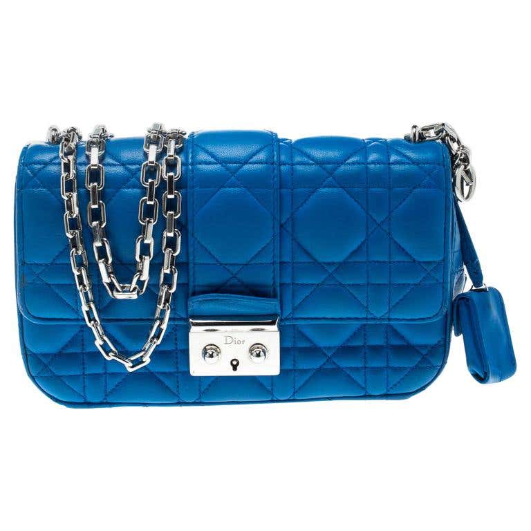 Dior Blue Cannage Leather New Lock Shoulder Bag For Sale at 1stDibs