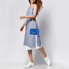 Dior Blue Cannage Leather Small Caro Shoulder Bag