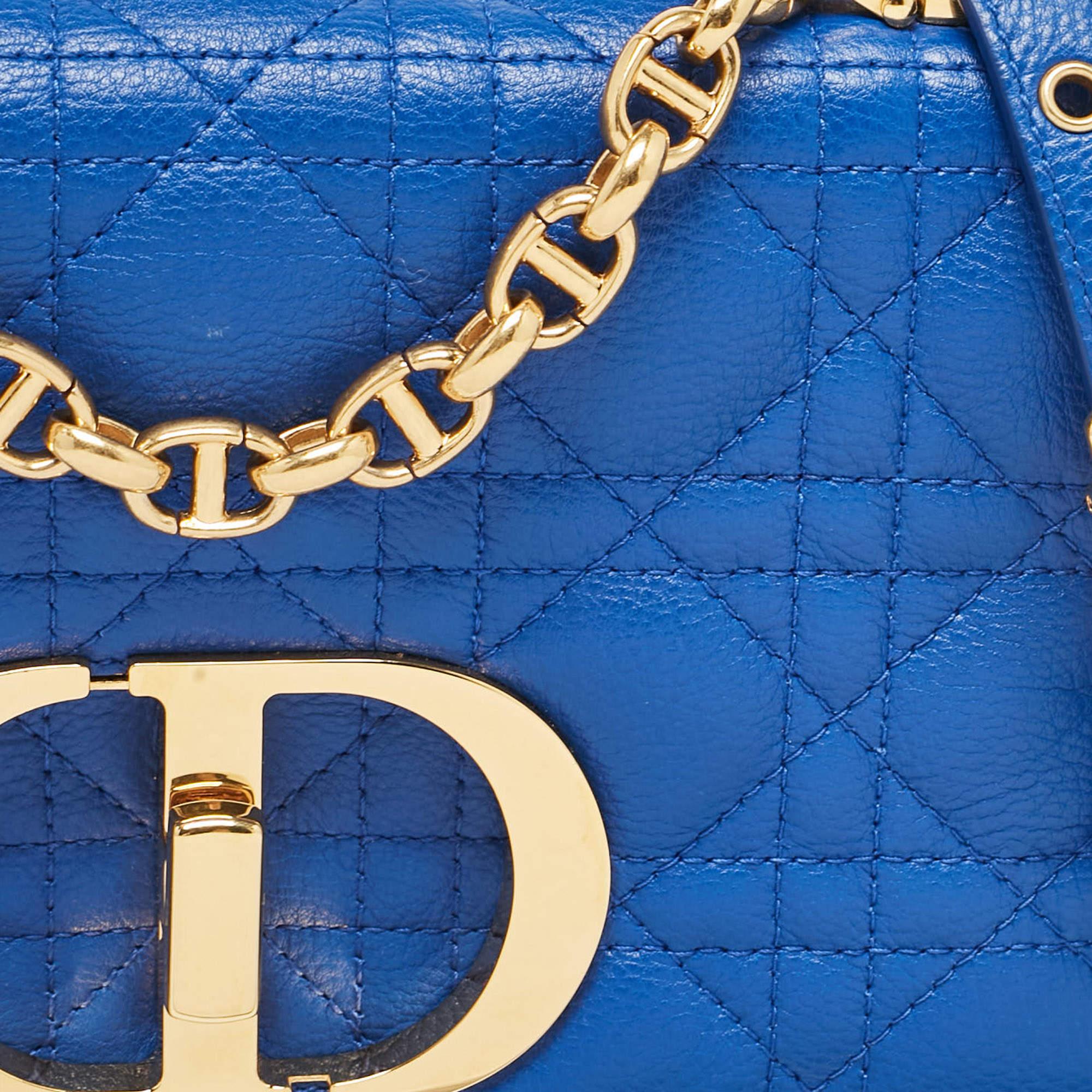 Dior Blue Cannage Leather Small Caro Shoulder Bag 1