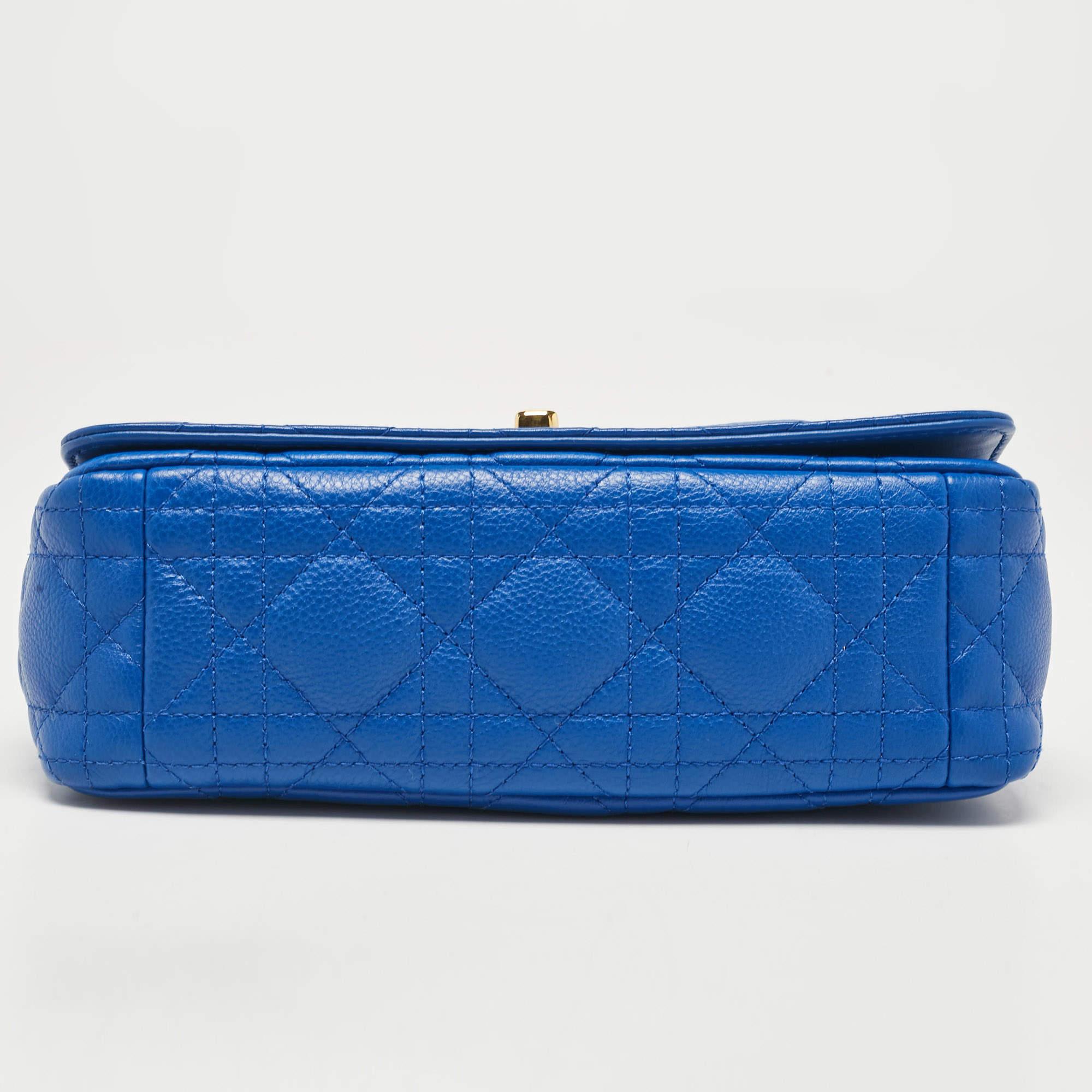 Dior Blue Cannage Leather Small Caro Shoulder Bag 4