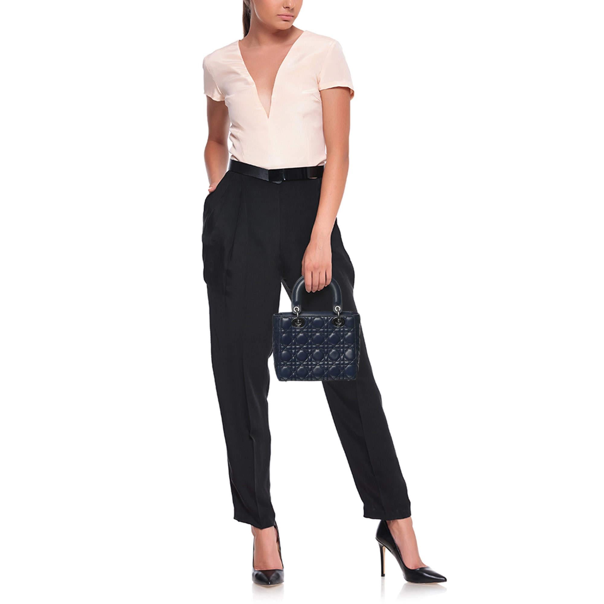 A classic handbag comes with the promise of enduring appeal boosting your style time and again. This small Lady Dior bag is one such creation. It's a fine purchase.