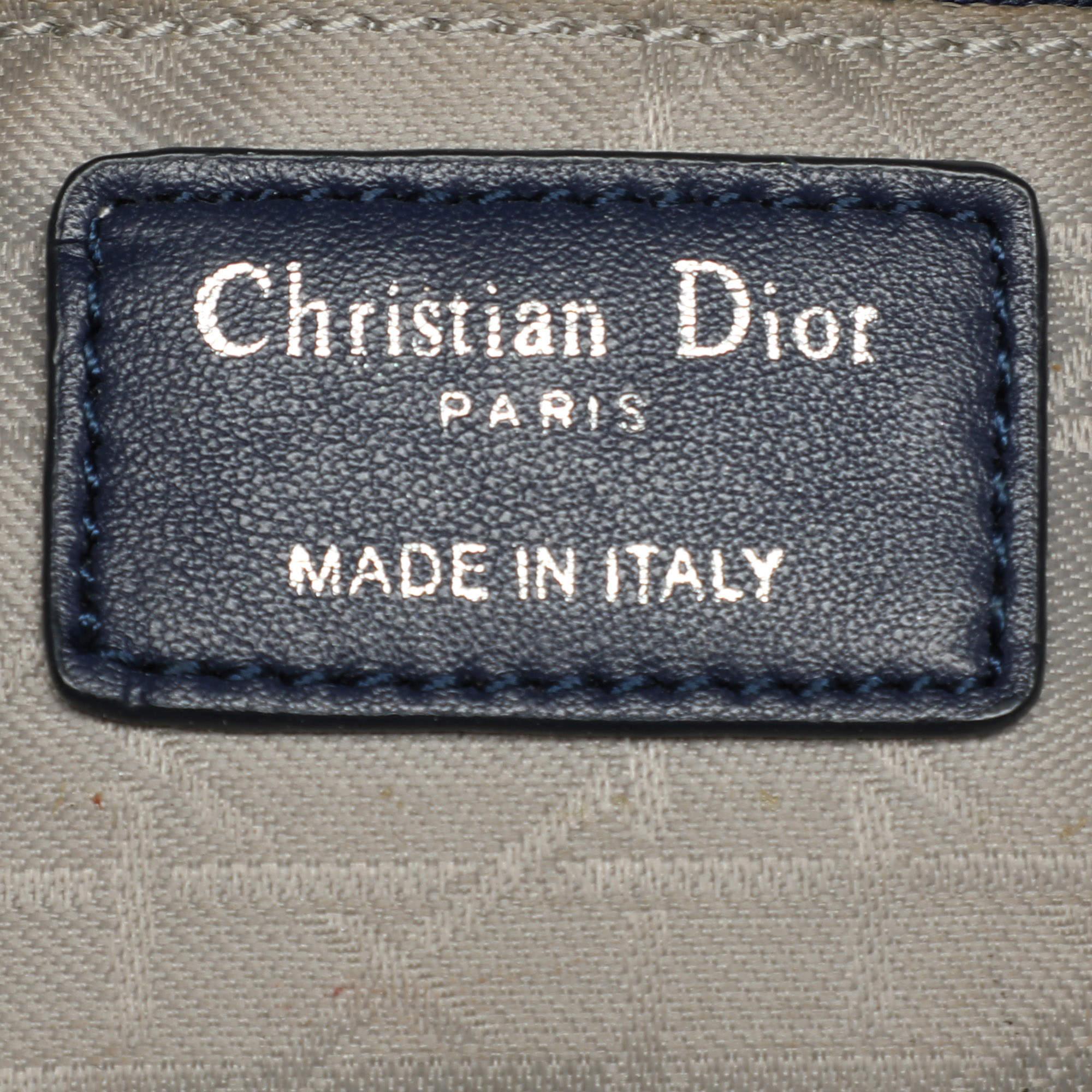 Dior Blue Cannage Leather Small Lady Dior Tote For Sale 4