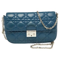 Dior Blaue Cannage Kleine Miss Dior-Klappentasche aus Leder