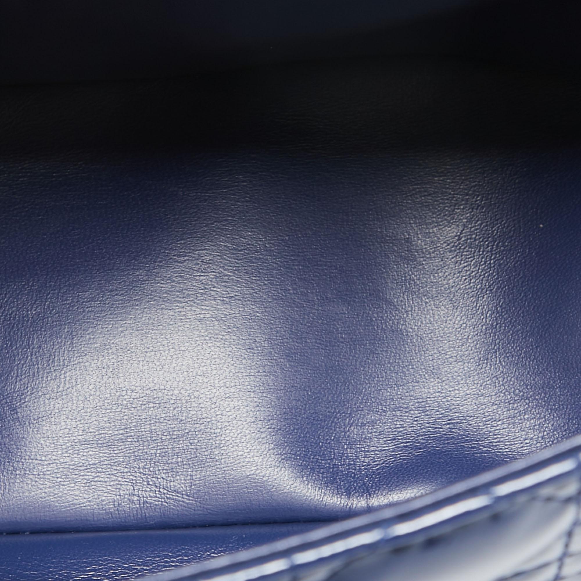 Dior Blue Cannage Patent Leather Medium Caro Shoulder Bag 3