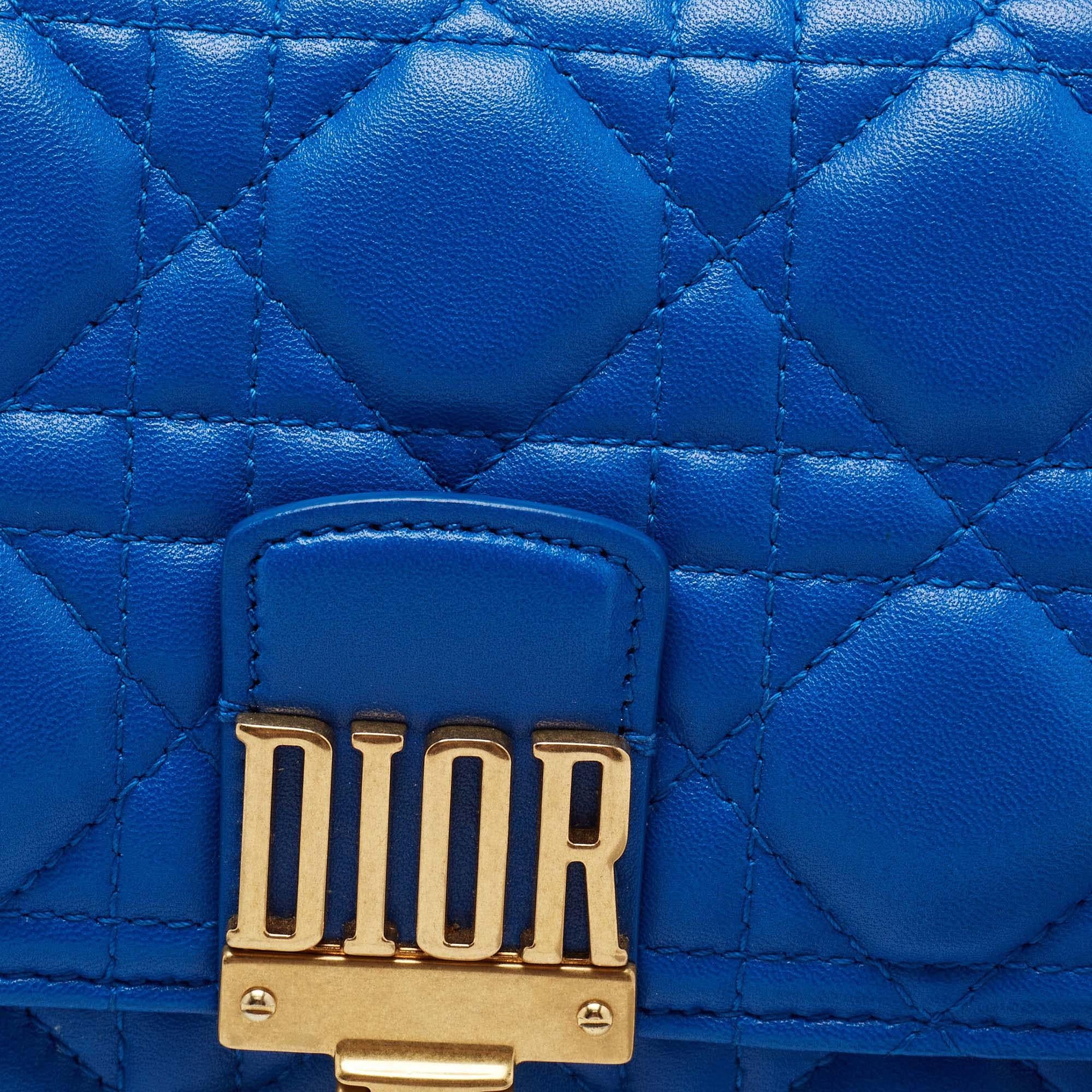 Women's Dior Blue Cannage Quilted Leather Dioraddict Flap Shoulder Bag