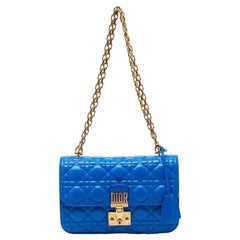 Dior Blue Cannage Quilted Leather Dioraddict Flap Shoulder Bag