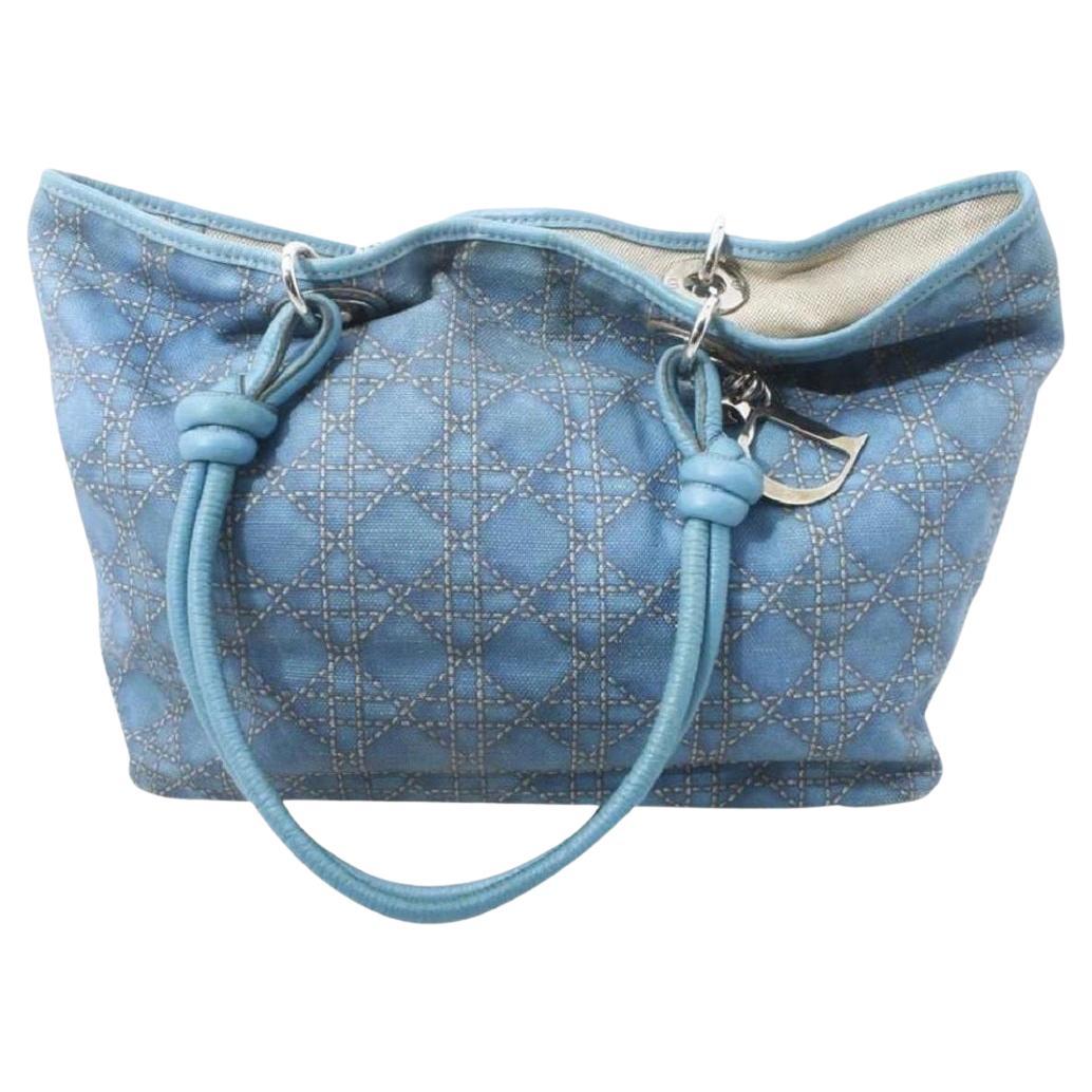 Dior Blue Cannage Shopper tote Bag 122dior5