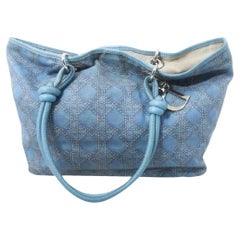 Vintage Dior Blue Cannage Shopper tote Bag 122dior5