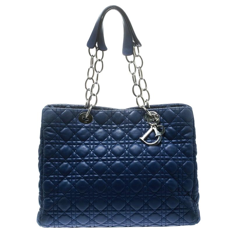 Dior Blue Cannage Soft Leather Large Shopper Tote