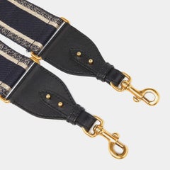 Dior Blue Canvas and Leather Studded Saddle Shoulder Bag Strap