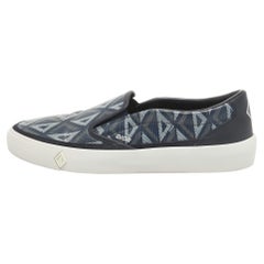 Dior Blue Canvas Leather Slip On Sneakers Size 45
