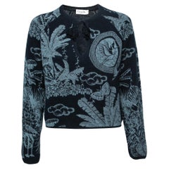 Dior Blue Cashmere Drawstring Detail Sweater M