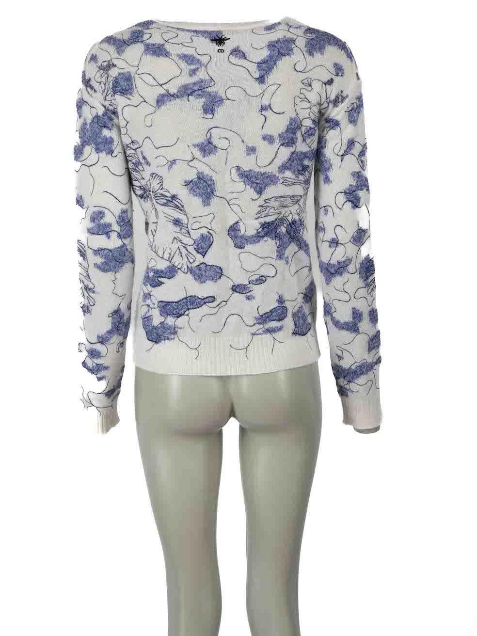 Dior Blue Cashmere Toile De Jouy Jumper Size S In Good Condition For Sale In London, GB