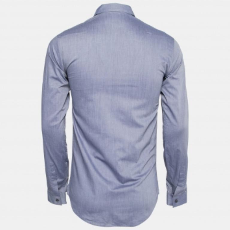 Gray Dior Blue Cotton Button Front Shirt S For Sale