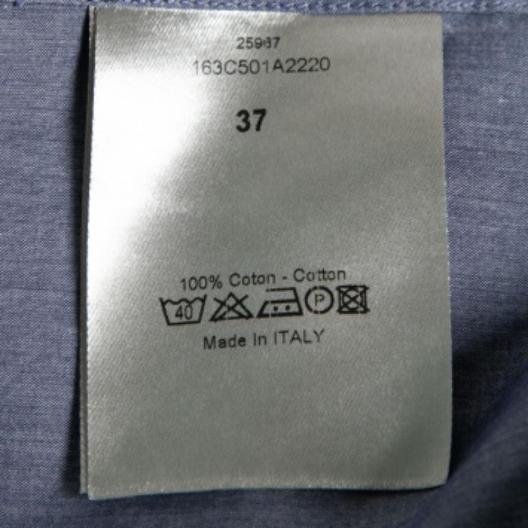 Men's Dior Blue Cotton Button Front Shirt S For Sale
